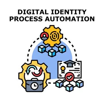 Digital identity process automation creating secure data management Stock Illustration