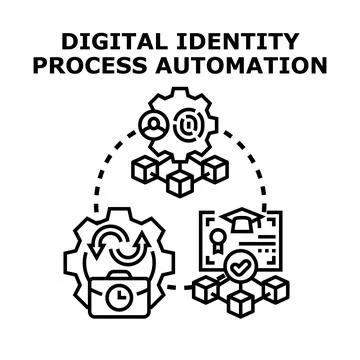 Digital identity process automation creating secure data management Stock Illustration