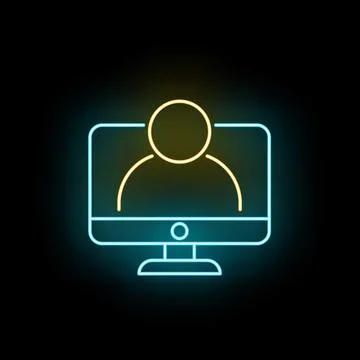 Digital identity profile on neon computer monitor Stock Illustration