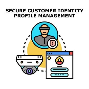 Digital identity protecting system, customer profile management Illustrazione stock