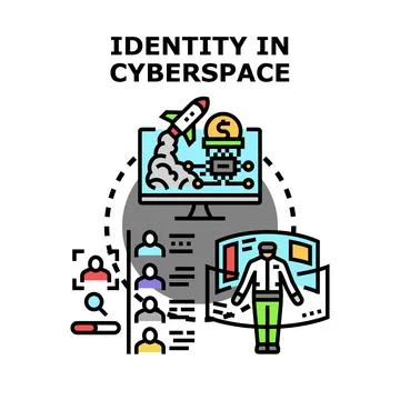 Digital identity protecting user data in cyberspace Stock Illustration