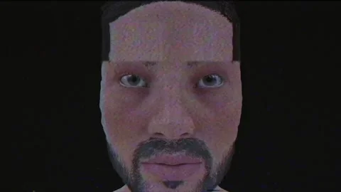 A digital identity scan. The camera reads an image of a man's face from left to Stock Footage 242305957