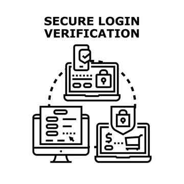 Digital identity secure login verification process with devices 库存插图