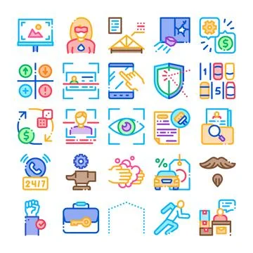 Digital identity, security, and online services icons Stock Illustration