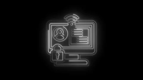 Digital identity security lock icon on computer screen with wifi signal and.. Stock Footage 346139746