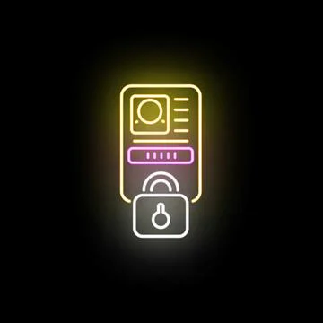 Digital identity security with neon key lock protection Stock Illustration