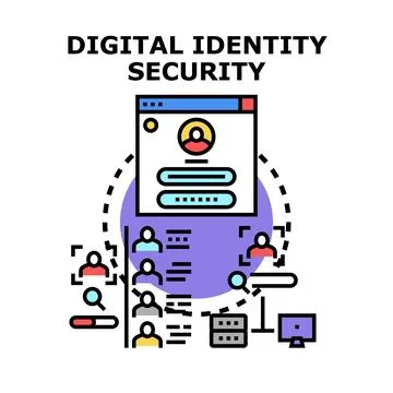 Digital identity security protecting online user personal data Stock Illustration