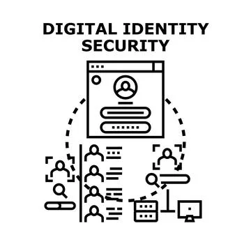 Digital identity security protecting online user personal data Stock Illustration