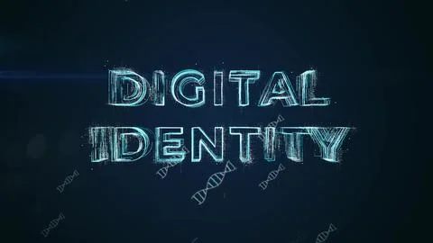 Digital Identity Text With DNA Symbol In The Background. Graphics. Illustrazione stock