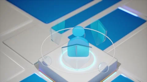 Digital Identity User Profile Icon Glowing Blue Tech Podium Stock Footage 337815691