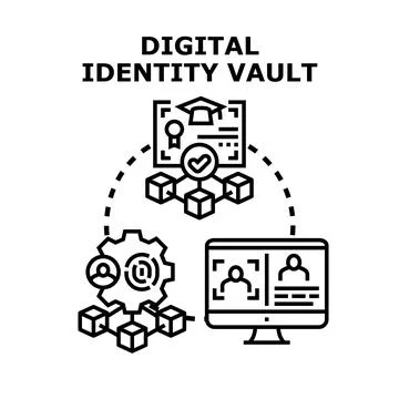 Digital identity vault creating secure online profiles Stock Illustration