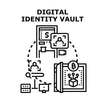 Digital identity vault saving personal data online Stockillustratie