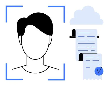 Digital Identity Verification and Cloud Document Management Stock Illustration