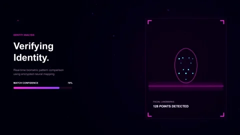 Digital identity verification HUD animation with face scanning Video stock 346567985