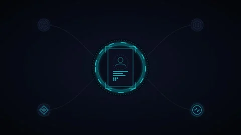 Digital identity verification hud interface with biometric scanning and suc.. Stock Footage 344861348