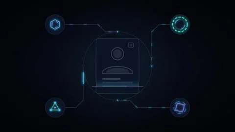 Digital identity verification hud interface with success checkmark animatio.. Video stock 344861350