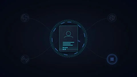 Digital identity verification interface with biometric scanning and user da.. Vidéo 344861344