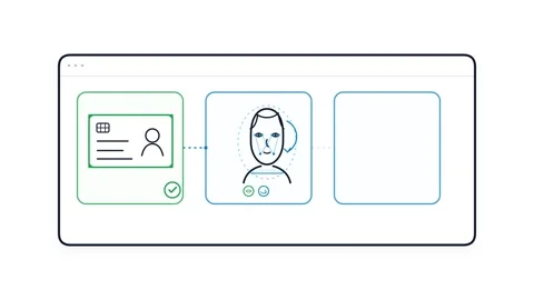 Digital Identity Verification Process with Biometric Face Scan, 2D Animation Video stock 348208617