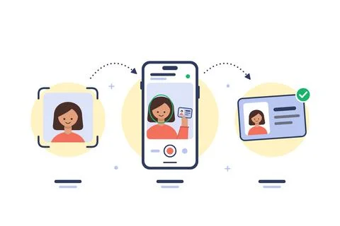 Digital Identity Verification Process On Smartphone 스톡 일러스트