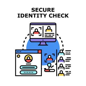 Digital identity verification secure access concept illustration Stock Illustration