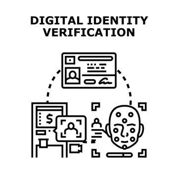 Digital identity verification using biometric data and personal documents Stock Illustration