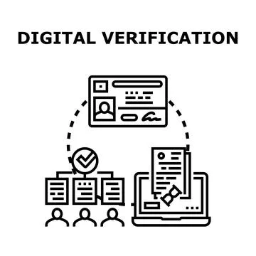 Digital identity verifying online document authentication process Stock Illustration