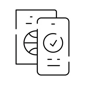 Digital identity verifying travel document on mobile Stock Illustration