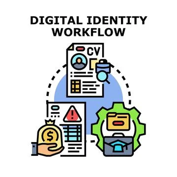 Digital identity workflow for online verification and data management Stock Illustration