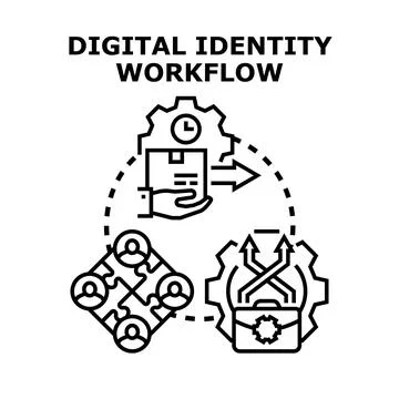Digital identity workflow processing user data management Stock Illustration