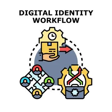 Digital identity workflow processing user data management Stock Illustration