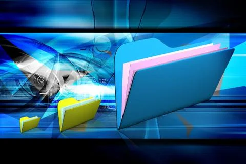 Digital illustration of 3d file folder in color background Illustrazione stock