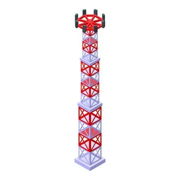 Digital illustration of a 3d isometric cell tower, isolated on white background Stock Illustration