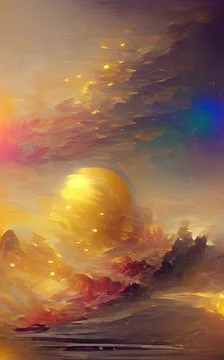 Digital illustration abstract background drawn skies Stock Illustration