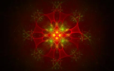 Digital illustration abstract image generated from fractal fantastic flower w Stock Illustration