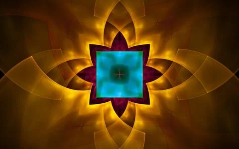 Digital illustration abstract image generated from fractal fantastic flower w Stock Illustration