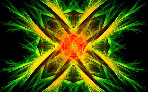 Digital illustration abstract image generated from fractal fantastic flower w Stock Illustration
