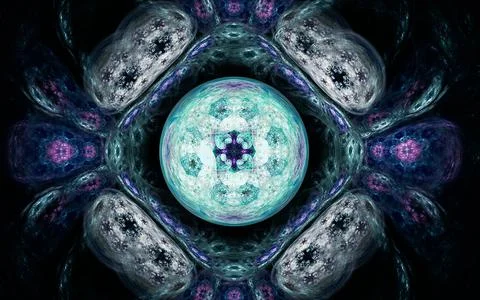 Digital illustration abstract image generated from fractal fantastic flower w Stock Illustration