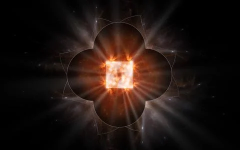 Digital illustration abstract image generated from fractal fantastic flower w Stock Illustration