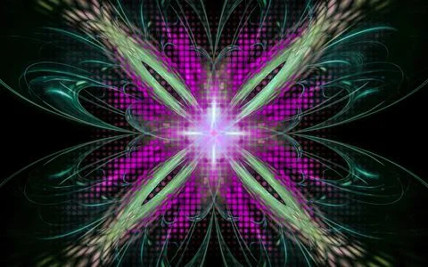 Digital illustration abstract image generated from fractal fantastic flower w Illustrazione stock