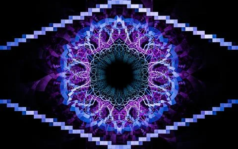 Digital illustration abstract image generated from fractal fantastic flower w Stock Illustration