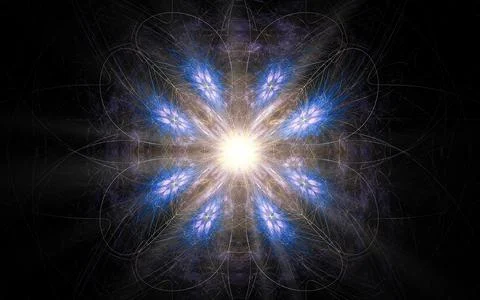 Digital illustration abstract image generated from fractal fantastic flower w Stock Illustration