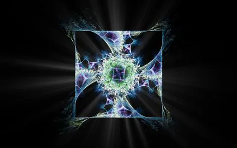 Digital illustration abstract image generated from fractal fantastic flower w Stock Illustration