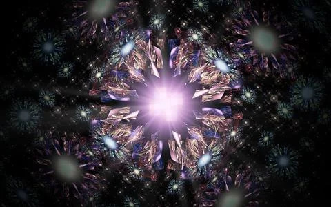 Digital illustration abstract image generated from fractal fantastic flower w Stock Illustration