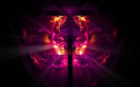 Digital illustration abstract image generated fractal background image portal Stock Illustration