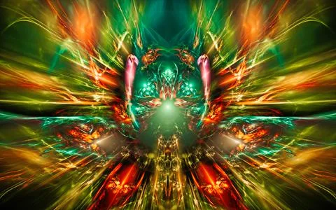 Digital illustration abstract image generated fractal background image portal Stock Illustration