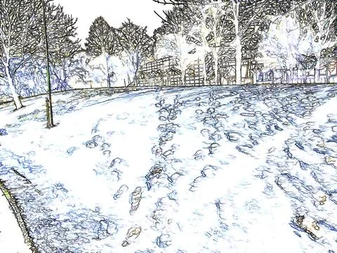 Digital Illustration Abstract Trees Covered in Snow Background Illustrazione stock