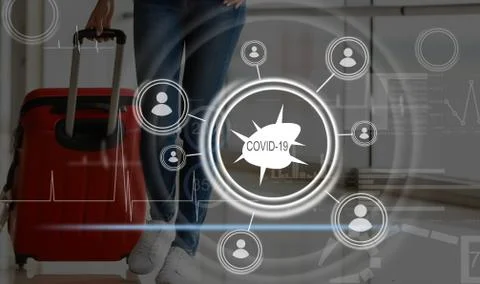 Digital illustration of airport , with data processing, business and distribu Foto stock