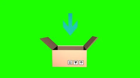 A digital illustration of an arrow pointing at an empty box on a green backgr Illustrazione stock
