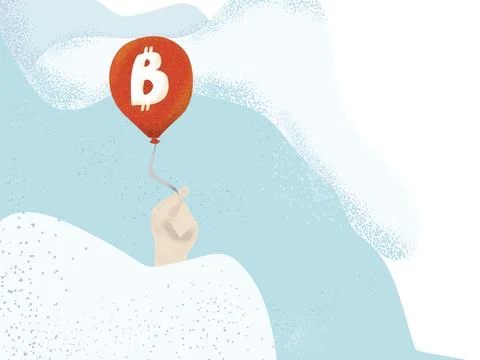 Digital illustration of Bitcoin represented as a volatile asset Illustration