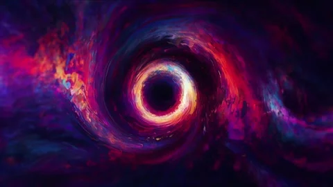 Digital illustration of a black hole with a dramatic Purple energy vortex effect Stock Footage 302747688